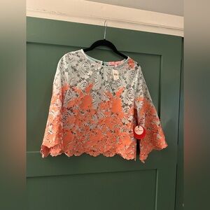 Eva Franco floral lace blouse NWT
